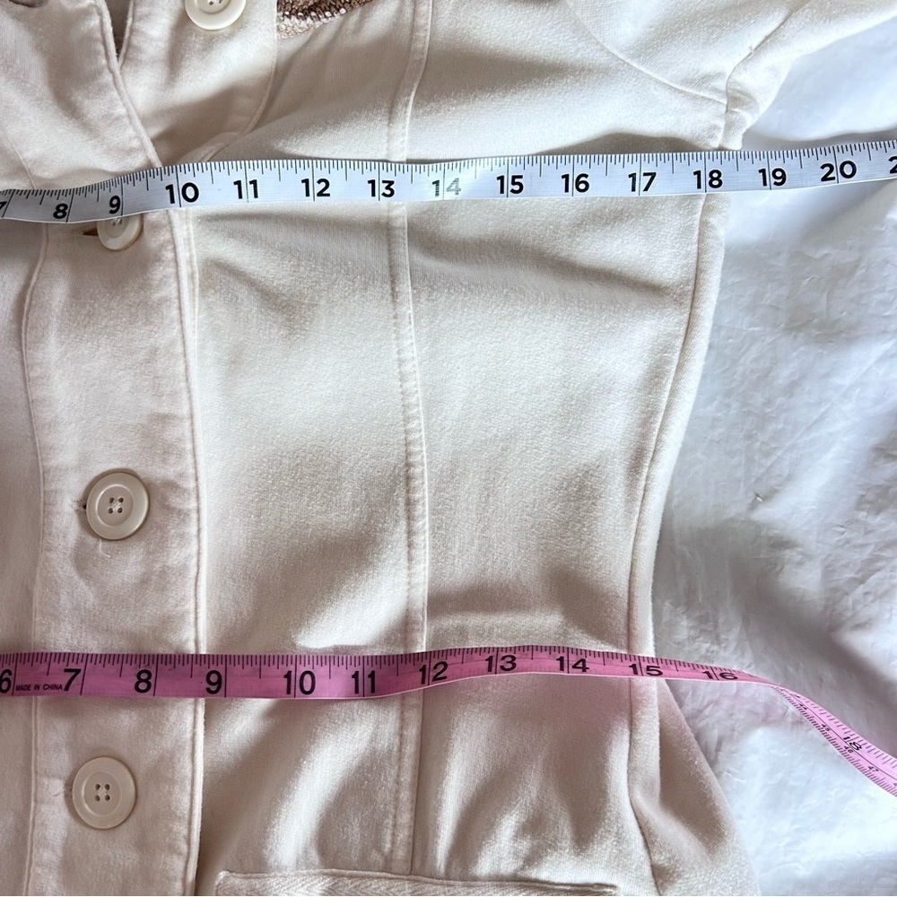 PRANA Women's Rowen Jacket Cream Waffle Knit Yoke Mid Length Fleece Coat Size S - Picture 11 of 12